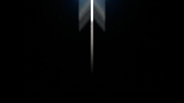 Simple white neon glowing arrow pointing towards the upper right corner