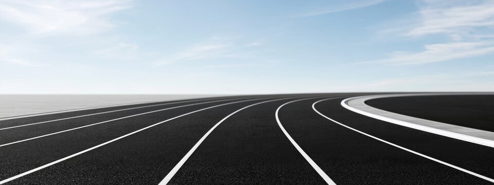 Empty track curves under clear sky