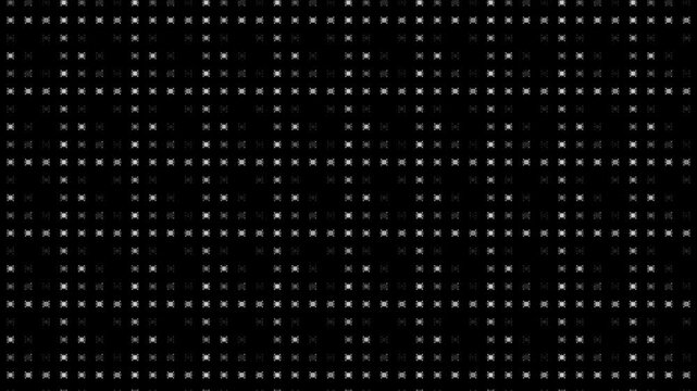 Minimalist Monochrome Pixel Grid Random Flashing on Black Background Loopable abstract mosaic blur censored animated. Dynamic pixelated background. Blocks shifting and changing constantly