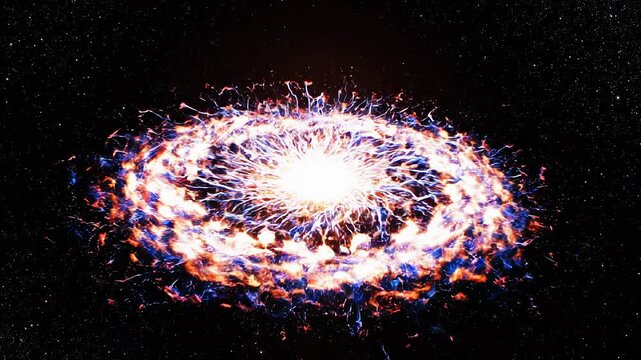 Glowing Superheated Plasma Energy Spiraling In Deep Space