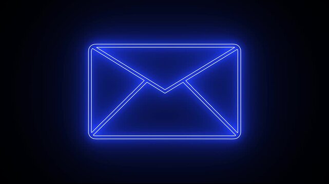 Neon line message icon animation.  chat box sign symbol, New message. Email messaging app icon appearing and then receiving many notifications. 4k