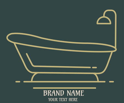 Modern bathtub line art logo icon vector illustration