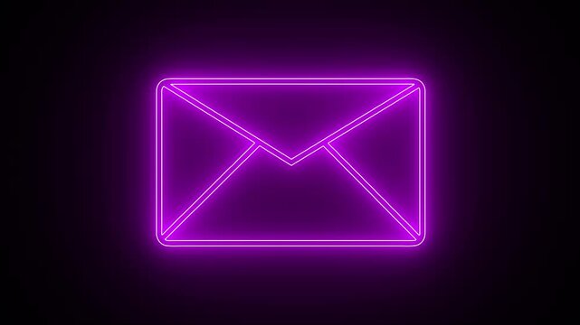 Neon line message icon animation.  chat box sign symbol, New message. Email messaging app icon appearing and then receiving many notifications. 4k