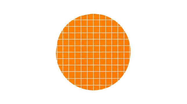 Orange circle containing a white grid pattern presented symmetrically on a clean transparent backdrop.