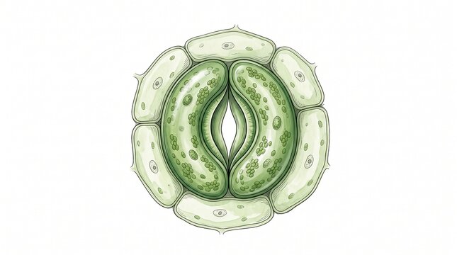 Stomatal guard cells plant anatomy illustration