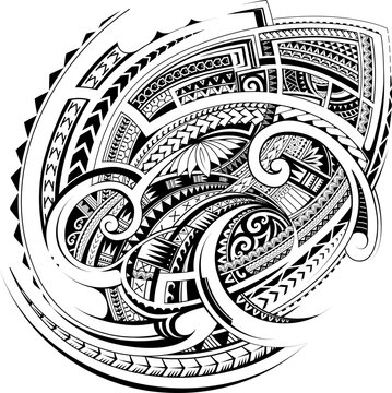 Ethnic print design for tattoo with Polynesian style ornaments