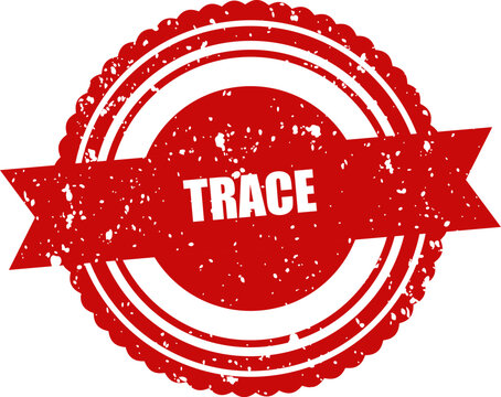 Red grunge rubber stamp icon with trace text word isolated on a clean white background