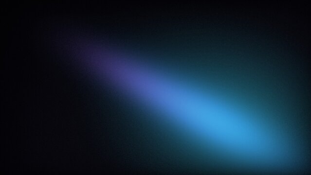 Blue and cyan diagonal light beam on black grainy gradient background, blurred noise texture, abstract glow streak, dark modern tech poster backdrop