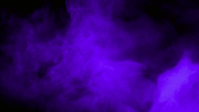 Purple smoke swirling gently across a dark background creating mysterious atmospheric video footage with cinematic lighting effects and smooth flowing motion dynamics for modern background designs and