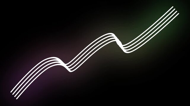 Abstract White Wavy Parallel Lines Light Streak Motion Graphics Black Background