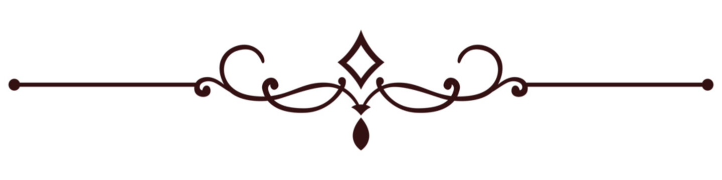 Elegant Vintage Swirl Decorative Line Divider Vector PNG Clip Art
