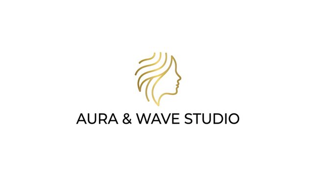 Aura and Wave Studio minimalist female face logo.