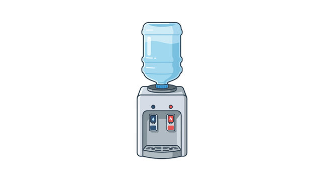 Water cooler vector graphic illustration featuring blue plastic bottle for office workplace interior design