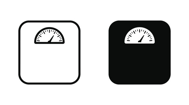 Black and white bathroom weighing scale vector graphic illustration design elements set
