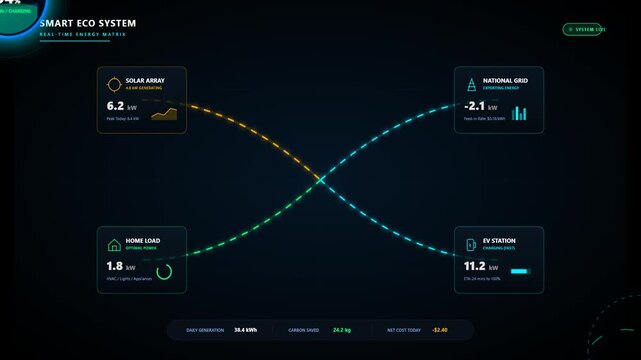 Smart Home Renewable Energy Management Dashboard Interface With Real Time Solar Power Consumption