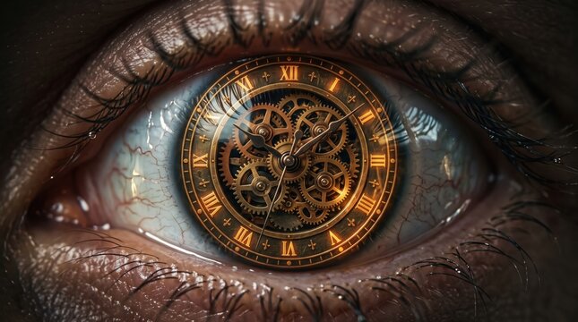 Human eye with clockwork iris mechanism