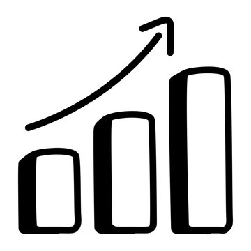 Hand-drawn doodle of an upward bar chart with an arrow, representing continuous improvement, workplace growth, and ongoing progress over time.