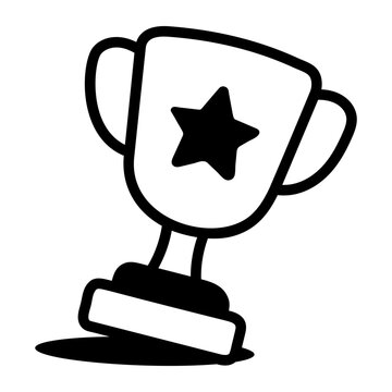 Hand-drawn doodle of a trophy with a star, representing recognition, achievement, success, and employee appreciation within the modern workplace.