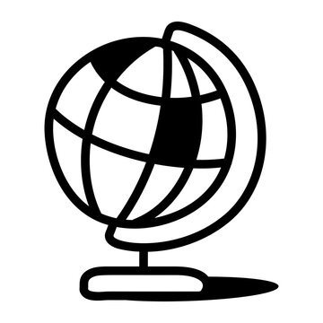 Hand-drawn doodle of a globe on a stand, representing diversity, global inclusion, different backgrounds, and an open workplace culture for teams.