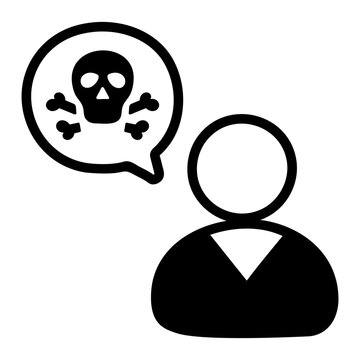 Hand-drawn doodle of a person with an angry speech symbol, representing toxic communication, negative workplace messages, and conflict between staff.