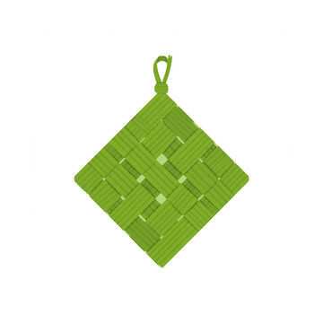 2D flat vector ketupat illustration isolated on white background
