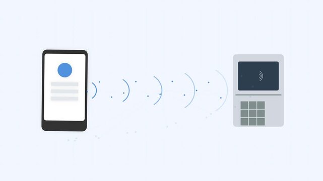 Smartphone contactless payment with terminal and success checkmark