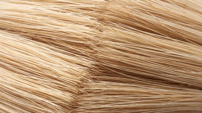 Macro close-up of natural tan brush bristles, dense fibrous texture with parallel alignment