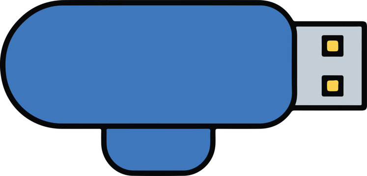 Blue USB Flash Drive Minimalist Vector Icon