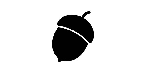 Black acorn silhouette isolated on clean empty surface for fall forestry. © Nisar