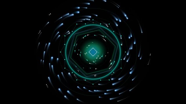 Abstract Quantum Shield Data Encryption Loop, Futuristic Cyber Security Background Animation for Tech Presentations and Corporate Media