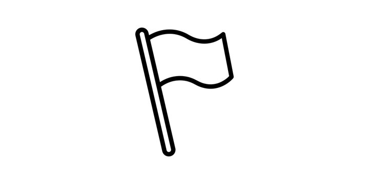 Minimalist black outline flag waving on a pole graphic representation.