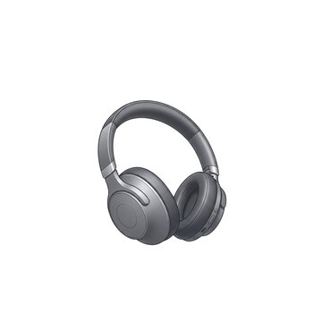 Modern wireless over ear headphones vector illustration isolated on white background