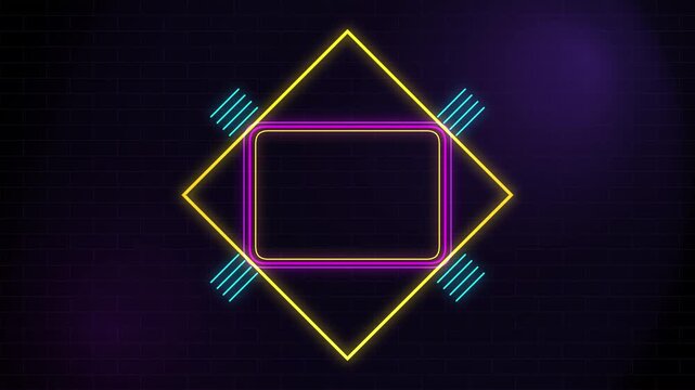Neon diamond and rounded rectangle frame animation