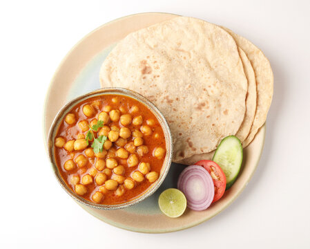 Chole and chapati, Indian vegetarian meal