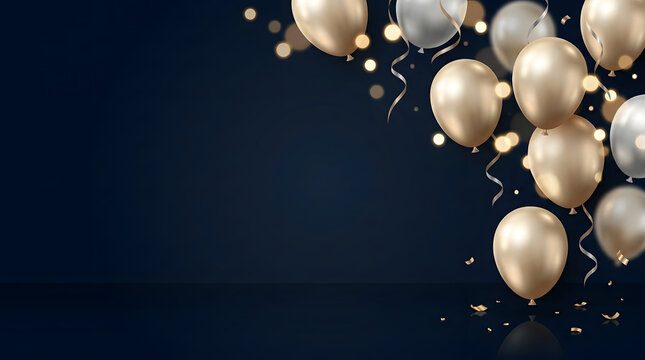 Party balloons and lights background with copy space