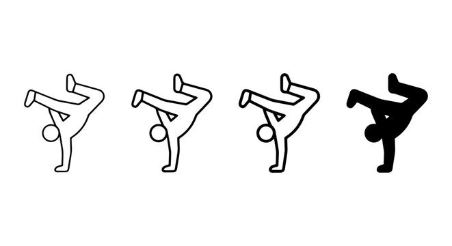 Breakdance Silhouette Icons, Bboy Pose Vector Graphics, Urban Dance Moves, Hip Hop Style