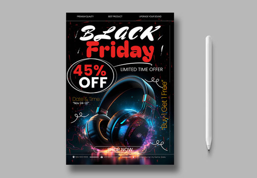 Black Friday Headphone Sale Poster