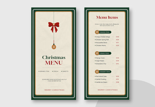 Food Menu Template Layout
