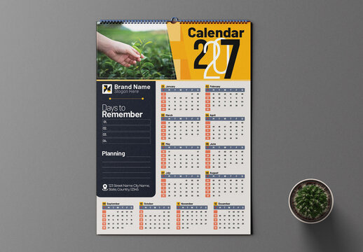 Calendar Design 2027 Template Layout
