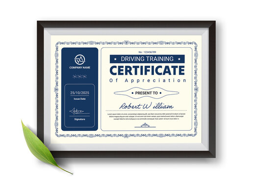 Safe Driving Certificate Template Layout