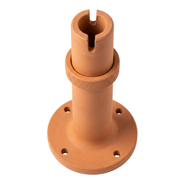 Isolated terracotta pipe fitting with flange and textured grip