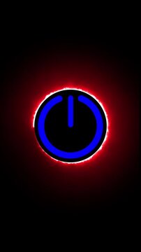 abstract power button icon blue color animation. start turn on off button animation. Beautiful switch power reset button symbol in transparent