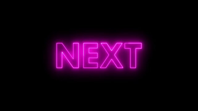 Futuristic glowing neon text effect reading next title card motion graphics design element for modern cyberpunk video intros and sci-f i title sequences digital template