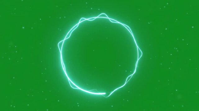 Glowing green audio visualizer circular wave loop animation on green screen background