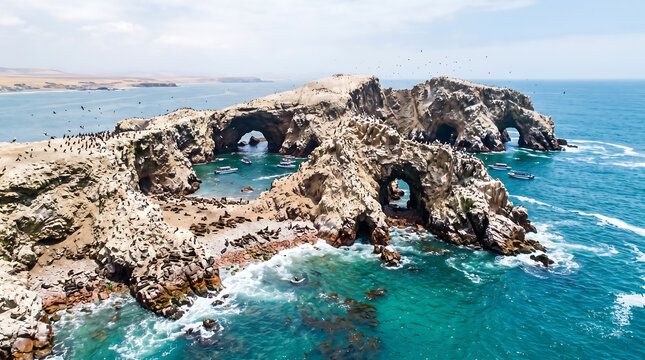 Ballestas Islands Aerial View, Paracas Peru