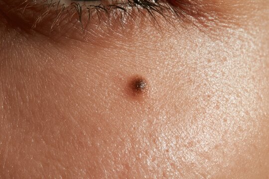 Human skin with a visible mole, representing dermatology and health concepts