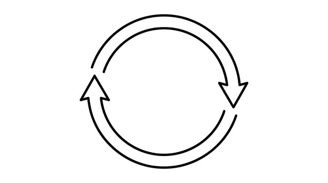 Circular arrow symbol representing recycling and sustainable loop.