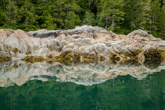 Canada, BC, Broughton Archipelago.  Coastal rock formation.