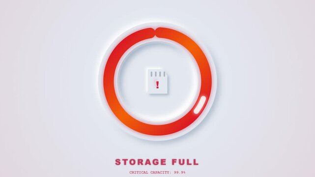 Digital Storage Full Notification with Circular Progress Indicator.