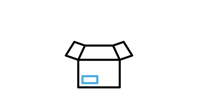 Package return arrow icon animation. Open cardboard box with back arrow animated video loops for delivery, shipping, shipment, packing, distribution, online shop. Motion graphics with alpha channel